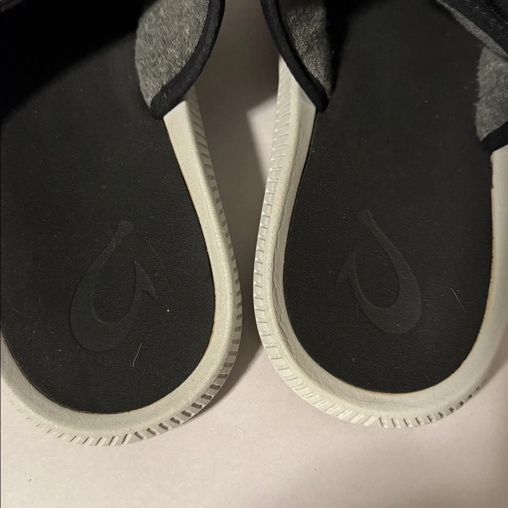 OluKai Black and White Slide Sandals